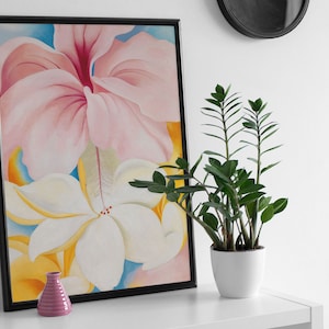 Georgia O'Keeffe, Hibiscus With Plumeria 1939, Abstract Art, Modern Art, Floral Print, Gift Idea - Wall Art Poster Print Art Print