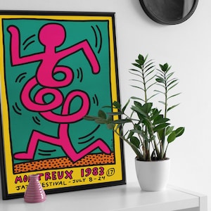 Keith Haring Montreux Jazz poster 1983 Thick Fine Art Print,Keith Haring-Montreux Jazz, Gallery Canvas wrap Art Print poster print