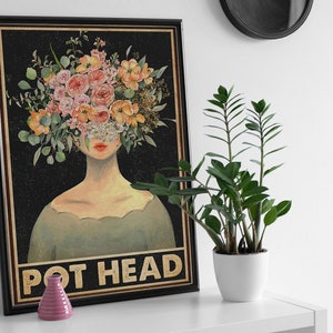 Girl Pot Head Gardening Poster, Art Print, poster print, Home Decor gifts, Wall Decor Poster Art Print poster print Home Decor gifts