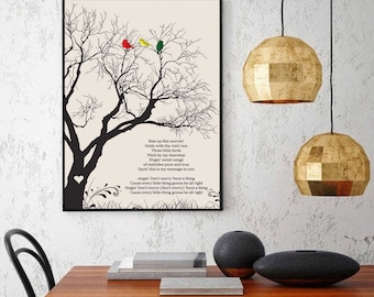 Bob Marley Three Little Birds Song Lyrics Poster, Bob Marley Song Canvas Print, Exodus Reggae Music Album Poster, Bob Marley Music Art TLB1