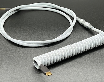 Custom Coiled Keyboard Cable (White&Black)