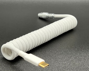 Custom Coiled Keyboard Cable (White)
