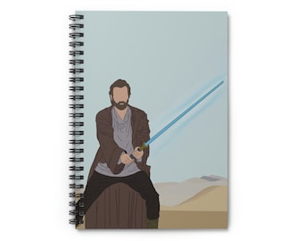 Obi Wan Kenobi Notebook, Star Wars Notebook, Grogu, Lightsaber Spiral Notebook - Ruled Line