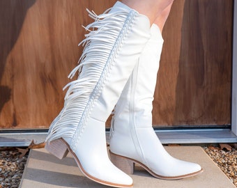 white tassel boots