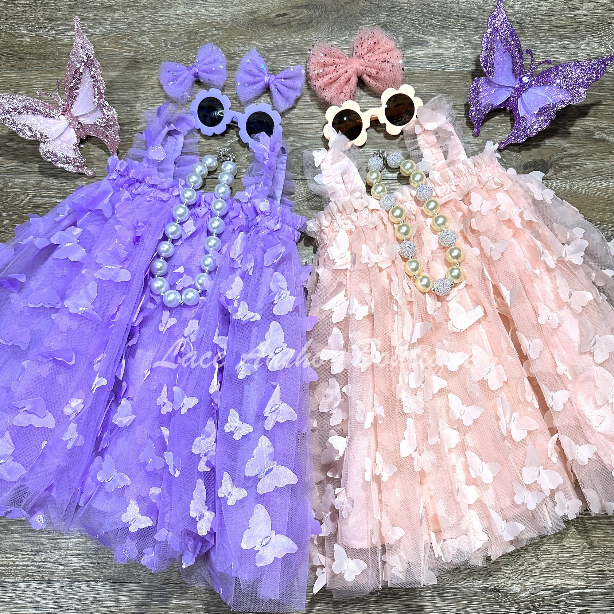 Whimsical Butterfly Dress - Girly Lilac Violet Tulle - Light