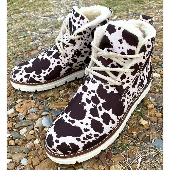 cow pattern booties