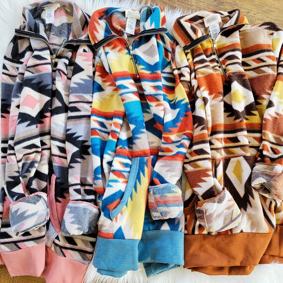 aztec fleece pullover women's