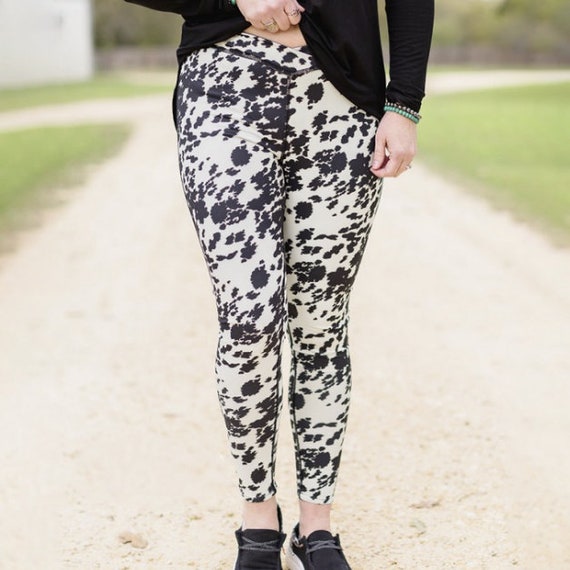 Cow Print Yoga Pant Leggings Western 