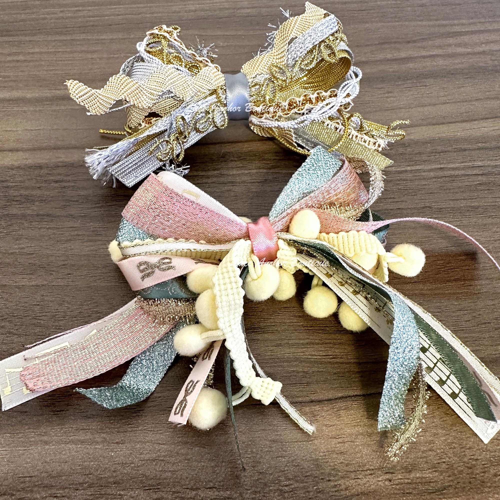 Set of 2 Whimsical Charm Filled Transparent Bow Hair Clips Sheer Confetti Pastel Bow Hair Clips – Eggy Cakes main image 3