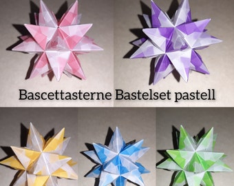 Origami craft set Bascetta 10 stars transparent pastel 5.0 cm x 5.0 cm