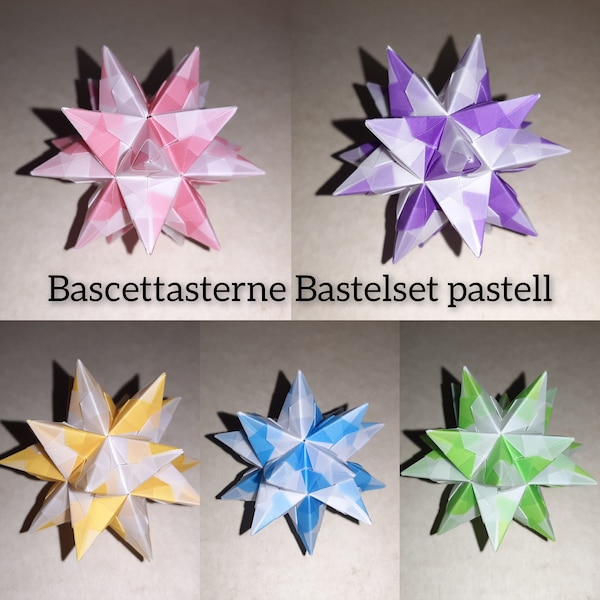 Origami Bastelset Bascetta 10 Sterne transparent pastell 5,0 cm x 5,0 cm