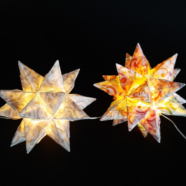 Origami Bastelset Bascetta 10 Sterne transparent mit Schnörkel und Ranken 5,0 cm x 5,0 cm
