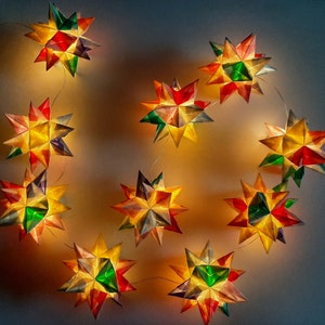 Origami Bastelset Bascetta 10 Sterne weiß/kunterbunt transparent 5,0 cm x 5,0 cm Bild 8