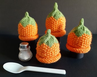 Egg warmers "Orange" knitted, 4 pieces