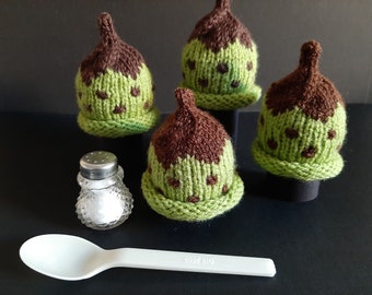 Egg warmers "Kiwi" knitted, 4 pieces