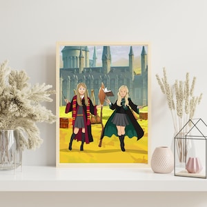 Personalised Wizard School Portrait Gift, Custom Anime Portrait, Anime Couple Portrait, Personalized Couple Anime
