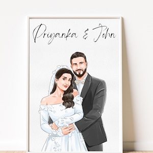 Custom Wedding portrait, Digital Couple Portrait, Wedding gift for couple, Personalized wedding art, Custom anniversary gift