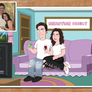 Best Gift, Personalized Guy Portrait, Guy Couple Portrait, Personalized Couple Guy Illustration, Birthday, Anniversary Gift