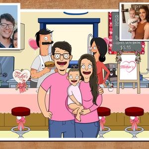 Mothers Day!! Burgers Custom Personalized Digital Portrait | Bobs Burgers Portrait | ( Digital File Only !! )