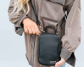 Vegan Crossbody Bag-Black