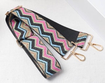 Chevron Pattern Straw Adjustable Bag Strap-Multi