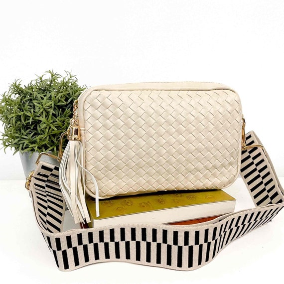 Woven Willow Crossbody Bag-Cream