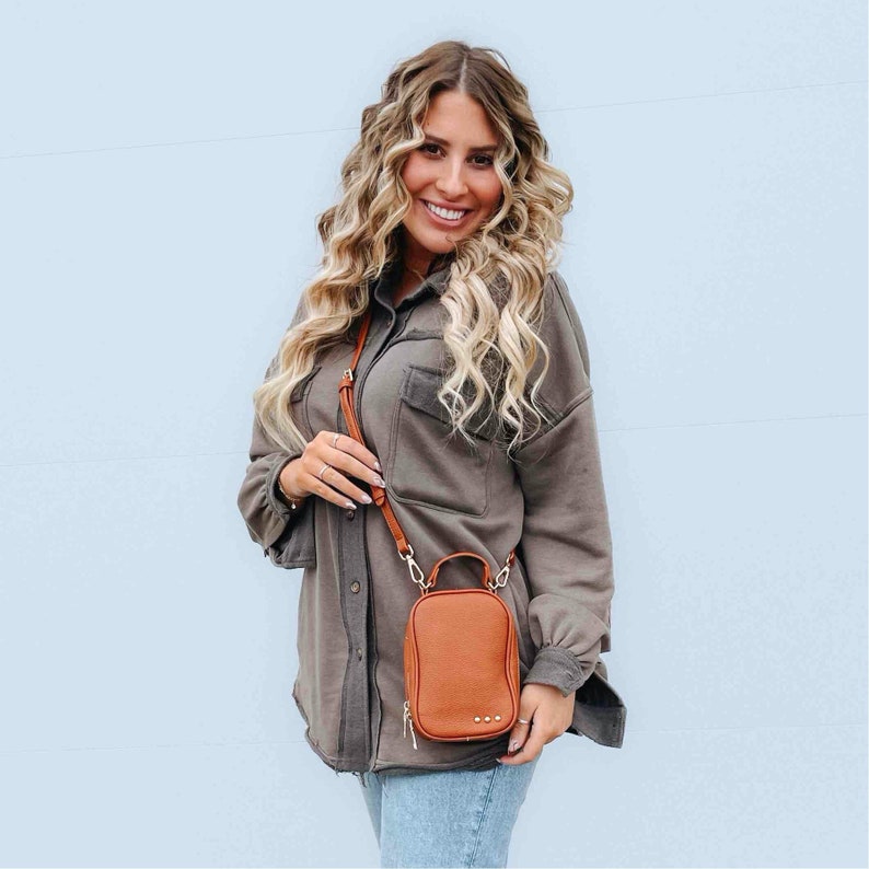 Vegan Crossbody Bag-Brown image 1