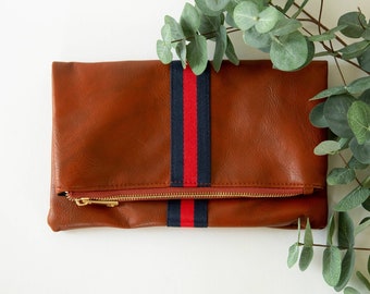 Preppy Stripe Foldover Clutch