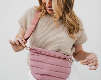 Quilter Puffer Belt/Crossbody Bag-Pink