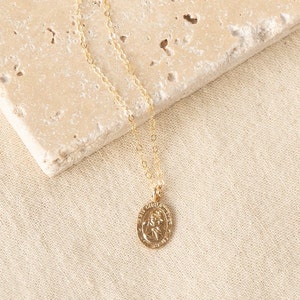 St Christopher Necklace / Gold Saint Necklace / Traveler Necklace / Protection Necklace / Gold Coin Necklace