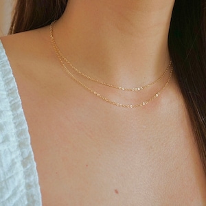 Gold Layered Necklace Set / Gold Filled Necklace Set / Double Layer Gold Necklace Set