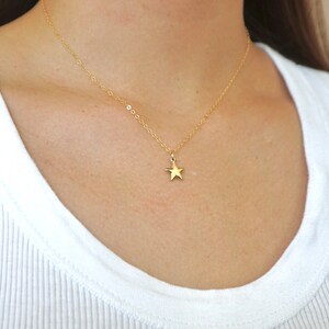 Dainty Gold Star Choker Necklace / Celestial Jewelry / Star Necklace / Simple Gold Choker with Star Charm