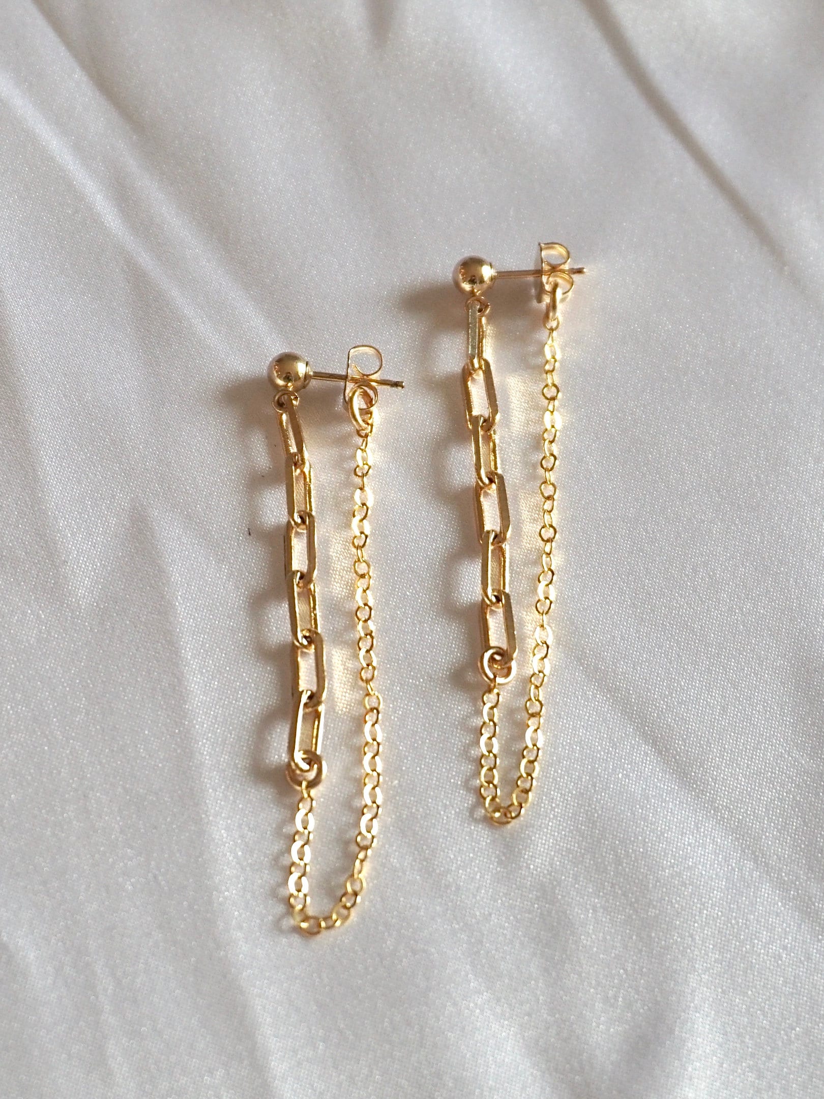 Gold Earrings SLOONG Pairs 14k Gold Plated Ball U Shape Pin Y2K