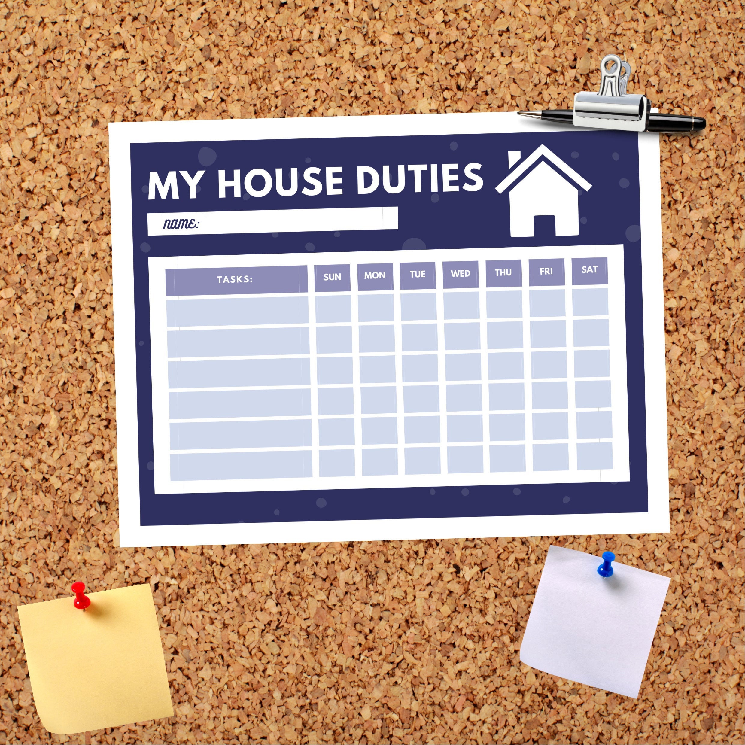 House Duties Weekly Chart Digital prints Printable PDF Etsy