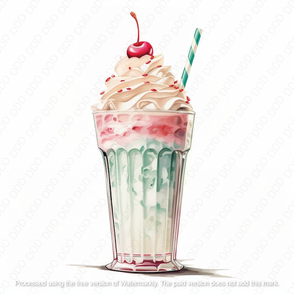 50's Diner Art, 50's Style Diner Decor, Milkshake Art, Digital Picture Milkshake