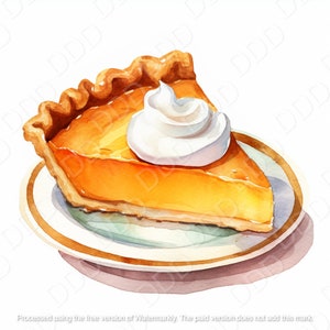 Chelsea&#39;s Famous Pumpkin Pie, Digital Download Pie Art, Autumn Watercolor, Pumpkin Decor, Fall First Day, Candy PNG, Pumpkin Pie Art,