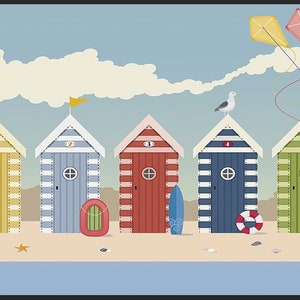 Beach Huts on the Seafront Metal Tin Sign Home Sun Plaque Decor Sand Wall Plaque