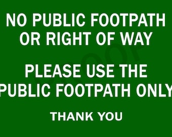 No Public Footpath Metal Sign Farm Gate Fence Security Private Land Plaque