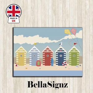 Beach Huts on the Seafront Metal Tin Sign Home Sun Plaque Decor Sand ...