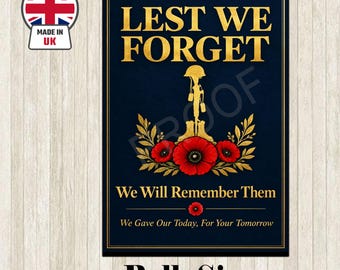 Remembrance Day Metal Sign Lest We Forget Soldier England War Plaque Army Gift Tin