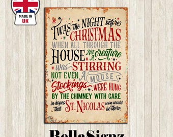 Twas The Night Before Christmas Metal Wall Sign