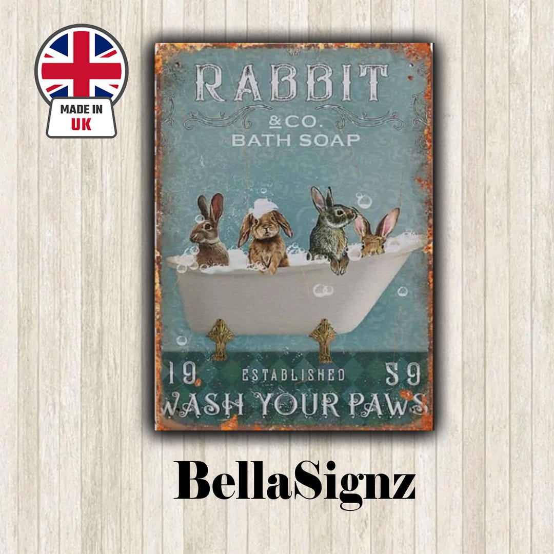 Peter Rabbit Restroom Sign Rabbit Bath Soap Bathroom Home Novelty Gift Metal Sign Vintage Restroom ...