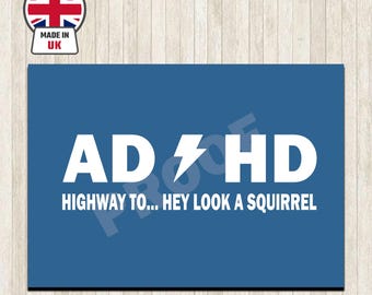 ADHD Funny Metal Sign Humour Giggle Vintage Retro Gift Man Cave Decor Plaque