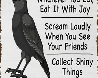 Funny Crow Metal Sign Bird Den Garden Plaque