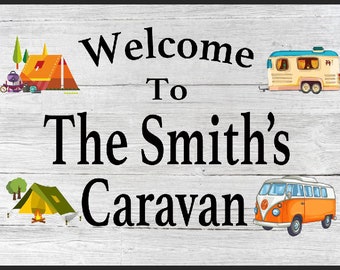 Caravan Personalised Metal Sign Man Cave Bar Wall Plaque Shed Garage Decor Campervan Camping Road Trip