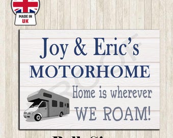 Personalised Metal Plaque – Motorhome, Campervan, Caravan Sign – Camping Holiday Gift