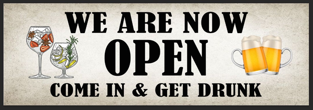 Funny Bar We Are Now Open Metal Sign: Home Bar, Garden, Man Cave Decor ...