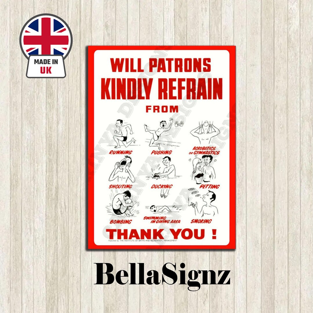 EMOHAT Targa In Metallo 'Pool Rules' – Cartello Divertente Per Piscina – 20x30 Cm – Decorazione Da Parete Per Esterni/Interni