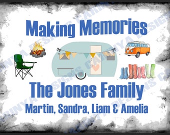 Personalised caravan making memories Metal Sign Wall plaque novelty gift Decor Campervan mobile home road trip family time