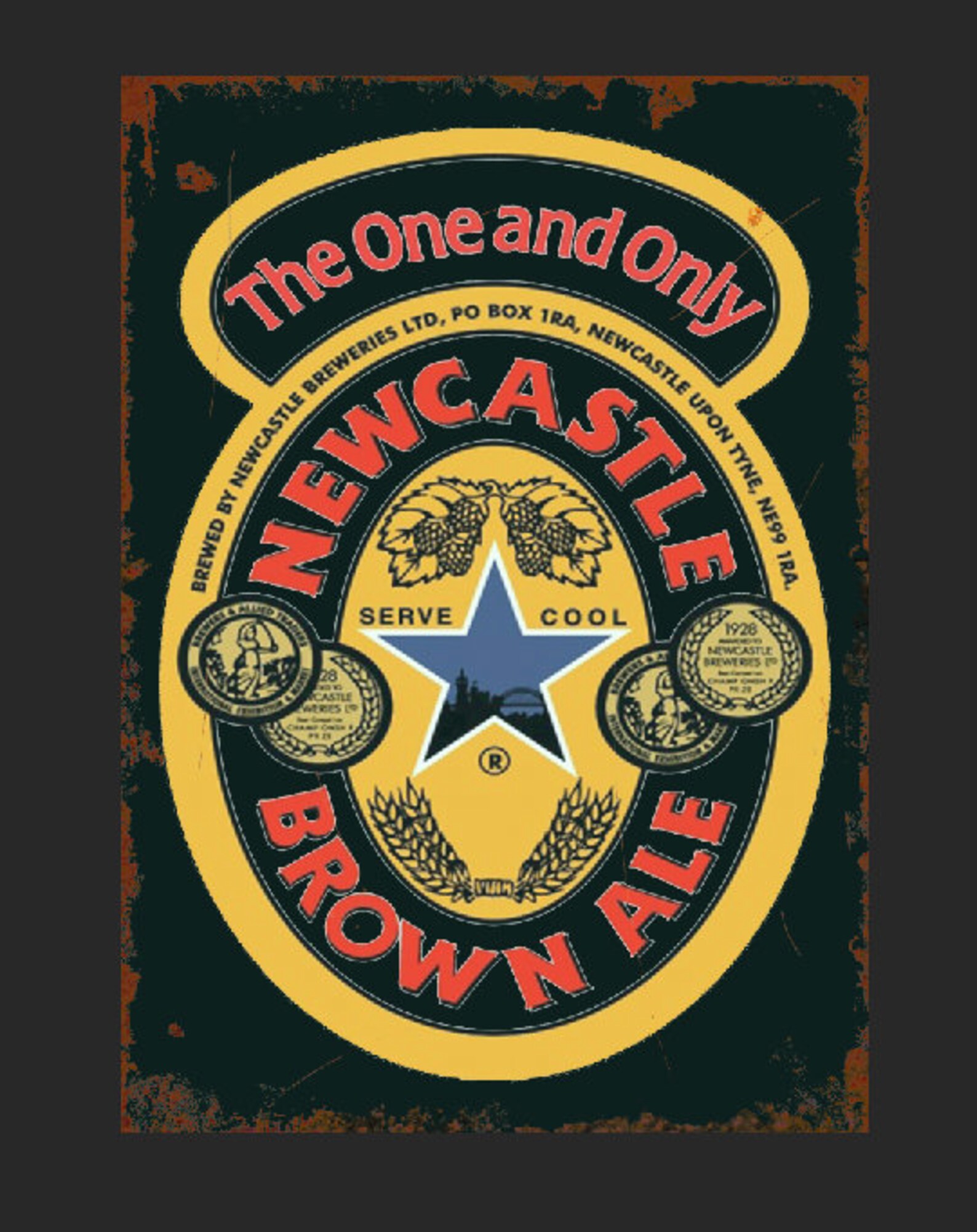 Newcastle Brown Ale Metal Sign Man Cave Dog Pub Wall Plaque Etsy